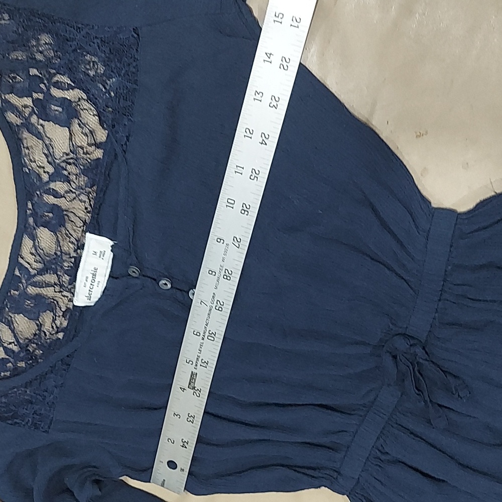 Abercrombie Kids Navy Lace button Accent Romper size M - Picture 4 of 7